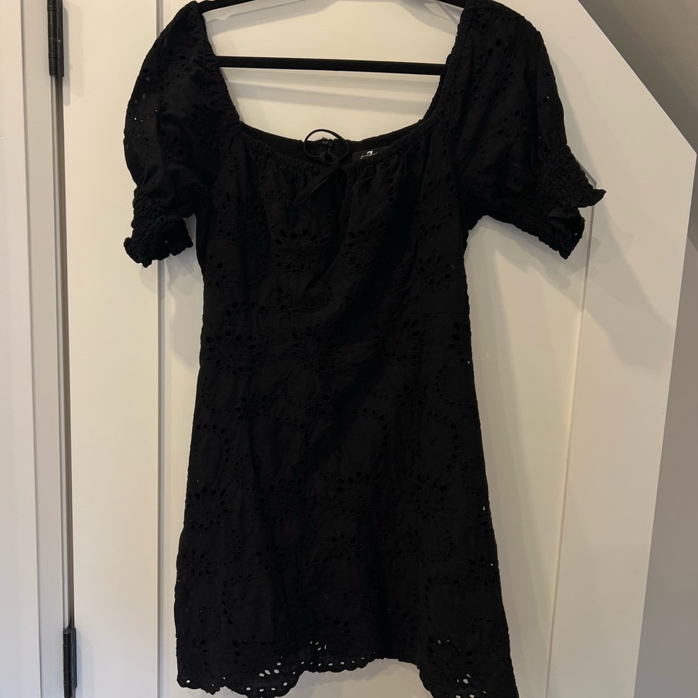 Elegant Black Eyelet Dress